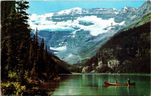 Lake Louise Victoria Glacier Canadian Rockies Postcard PM Reveltoke BC Cancel 4c 