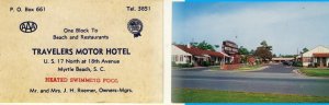 Myrytle Beach, South Carolina/SC, Travlers Motor Hotel Card