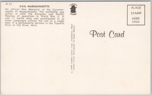 USS Massachusetts Ship Fall River MA Taunton River Postcard H69