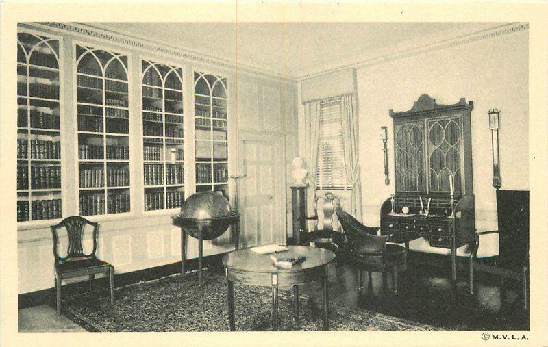 1920s Globe Library Mt Vernon Virginia Interior Postcard