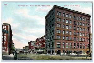 c1910 Fourth Street West From Nebraska Exterior Sioux City Iowa Vintage Postcard