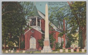 Linen~Dover Delaware~Christ Episcopal Church~Vintage Postcard