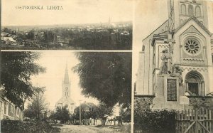 c1910 Multiview Postcard Ostrozska Lhota Czech Republic Town & Churches Unposted