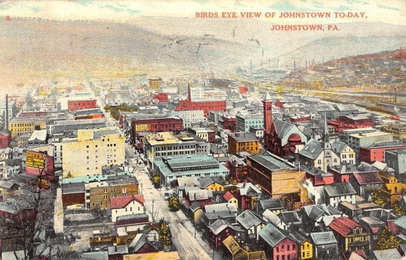 Johnstown Pennsylvania Birdseye View Of City Historic Antique Postcard K16357