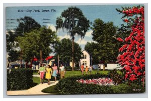 Vintage 1940s Postcard City Park Daytime People Walking Key Largo Florida Keys