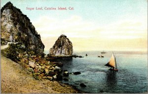 Vtg 1910's Sugar Loaf Sailboat Santa Catalina Island California CA Postcard