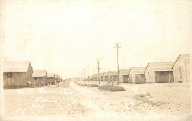 RPPC PARIS ISLAND, SC Military Barracks Parris Island c1910s Vintage Postcard