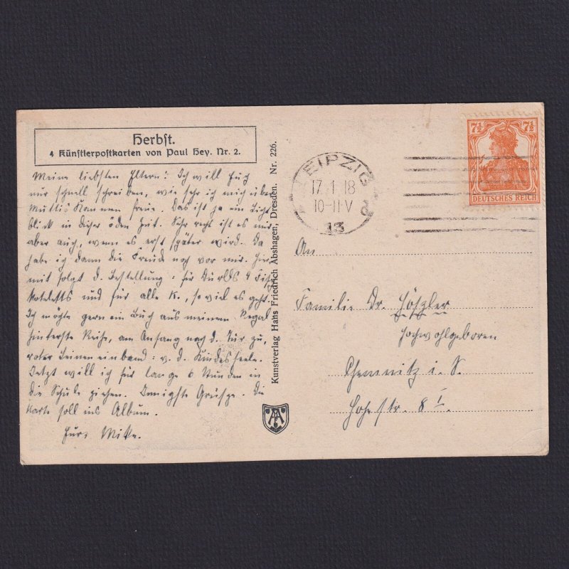 GERMANY, Postcard, Paul Hey, #2, 'Herbst'