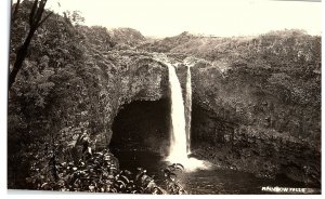 RPPC Postcard Rainbow Falls Waterfall Big Island Hawaii c1930s