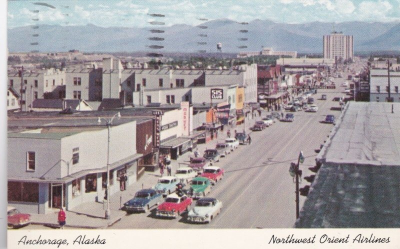 Alaska Anchorage Main Street Business Section Old Cars 1955 sk3000