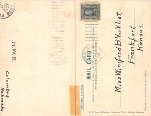 J59/ Columbus Nebraska Postcard c1910 2-Panel Frankfort Square Tower 186