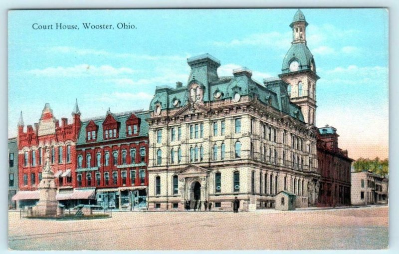 WOOSTER, Ohio OH ~ Street Scene COURT HOUSE ca 1910s Wayne County Postcard