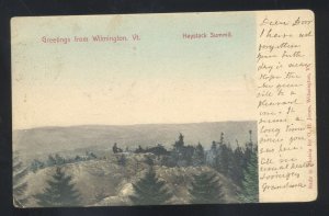 GREETINGS FROM WILMINGTON VERMONT VT. HAYSTACK SUMMIT VINTAGE POSTCARD