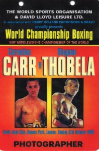 Cornelius Carr vs Dingaan Thobela 1998 WBF Boxing Press Pass