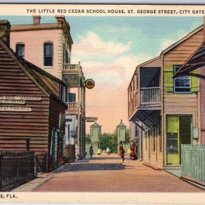 1937 St. Augustine FL Little Red Cedar School House St George Street Oldest A219
