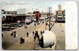 1907 Boardwalk Atlantic City New Jersey NJ Building And Roadways Posted Postcard