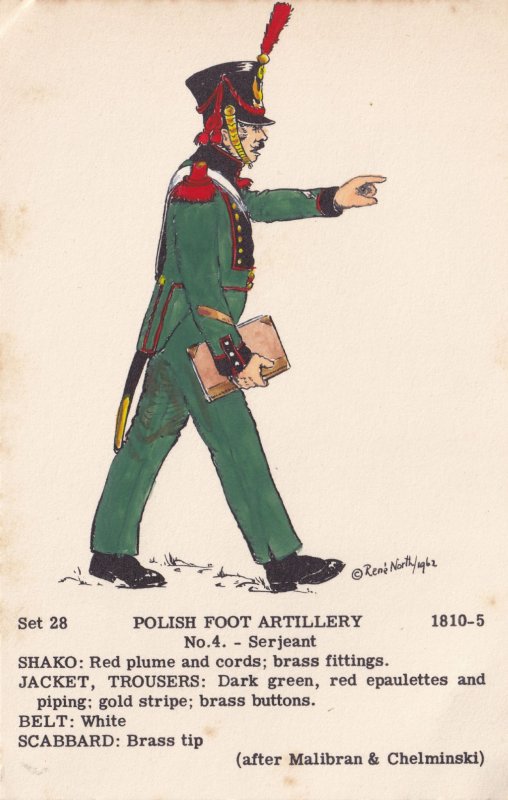 Polish Foot Artillery Sergeant Army Soldier Napoleonic War Military Postcard