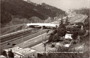 Real Photo Postcard Cahuenga Pass The Gateway to Hollywood, California