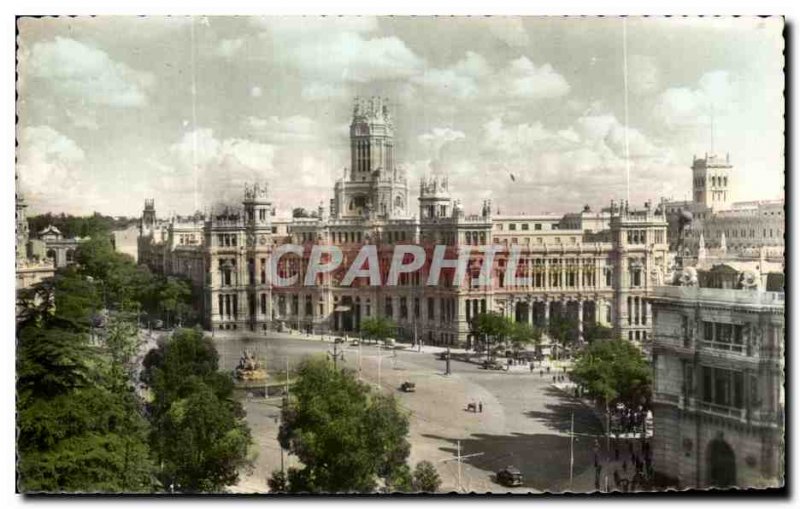 Old Postcard Madrid Plaza de la Cibeles Palacio De Comunicaciones y