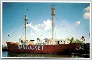 Nantucket Massachusetts Postcard Lightship Nantucket Straight Wharf Steamship