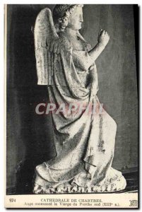 Postcard Old Chartres Cathedrale angel incensing the Virgin South Porch