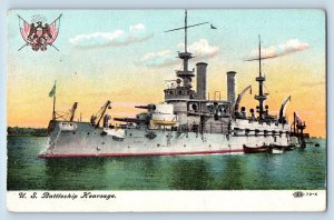 Postcard Kearsage US Battleship Navy Warship World War II c1910 Vintage Antique