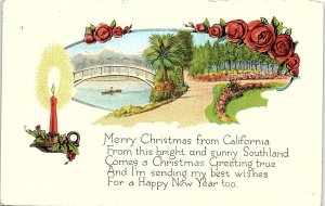 c1920 MERRY CHRISTMAS FROM CALIFORNIA HUNTSVILLE ILLINOIS POSTCARD 41-187