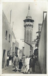 Tunisia Tunis Rue des Teinturiers mosque minaret 1944 Army Post passed by censor