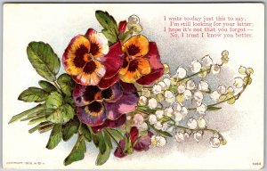 I Write To-Day Just This To Say, Pansies & Lily Of The Valley, Verse, Postcard