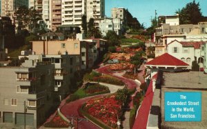 Vintage Postcard 1960 Crookedest St. in the World Lombard Street San Francisco