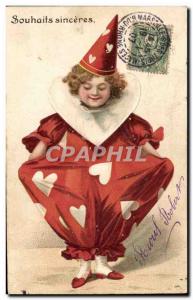 Old Postcard Circus Clown Child