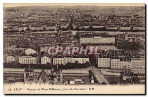 Old Postcard View Lyon Place Bellecour taking Fourviere