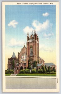 Jackson Mississippi~Saint Andrews Episcopal Church Bldg~Vintage Linen Postcard