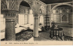 PC CPA JUDAICA MOROCCO FEZ INTÉRIEUR MAISON ISRAÉLITE Vintage Postcard (b25355)