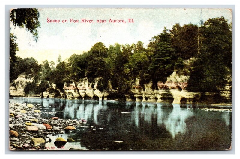 View on Fox River Aurora Illinois IL DB Postcard Y2