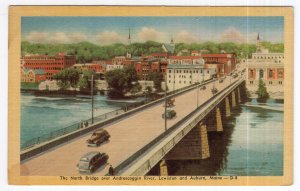 The North Bridge and Androscoggin River, Lewiston and Auburn, Maine