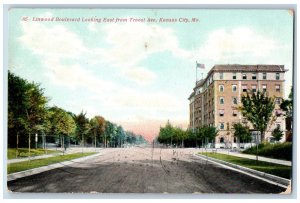 Kansas City Missouri MO Postcard Linwood Boulevard Looking East From Troost 1912