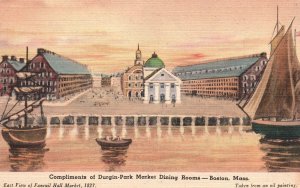 Vintage Postcard Compliments Durgin-Park Market Dining Room Boston Massachusetts