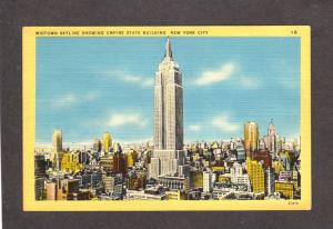 NY NY Empire State Building Bldg New York City NYC Postcard Linen PC