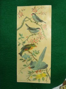 Victorian Trade Card Hallett & Co Japanese Birds Blossoms 4 1/2 x 9 XL