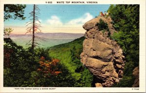 White Top Mountain Virginia VA Linen Postcard VTG UNP Vintage Unused Asheville 
