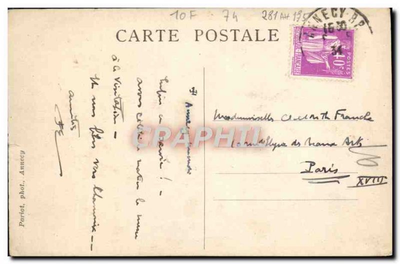 Old Postcard The castle of Menthon and the bottom of the lake d & # 39Annecy