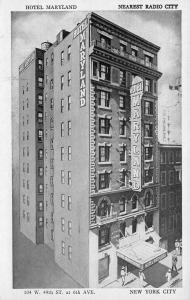 New York City~Hotel Maryland~104 W 49th Street~1940s B&W Manhattan Post Card Pub