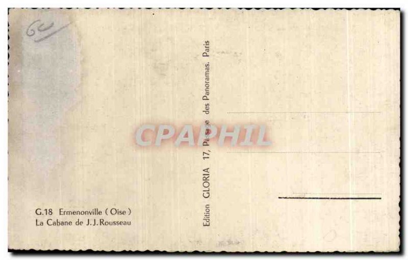 Old Postcard Ermenonville (Oise) La Cabane J J Rousseau
