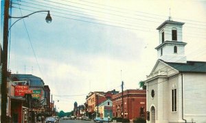 East Greenwich Rhode Island Main Street Autos Methodist Church Postcard 21-5079