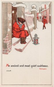 Shakespeare Ancient Watchman Quotation Old Comic Christmas Postcard