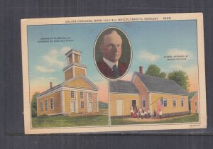 PLYMOUTH, VERMONT, CALVIN COOLIDGE, CHURCH & SCHOOL, c1950 ppc., unused.