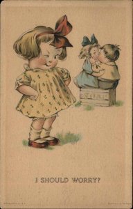 Twelvetrees Little Girl Winks Boy Kissing Other Girl c1910 Vintage Postcard