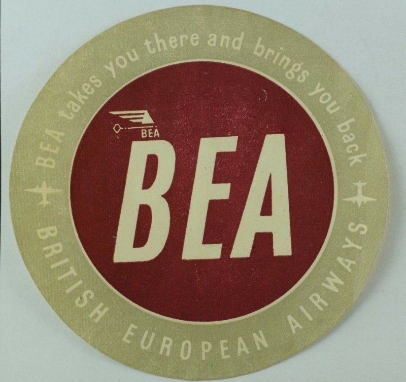 1940's-50's British European Airways Luggage Label Original E18