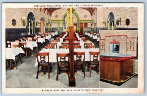 1930-50's CADILLAC RESTAURANT & GRILL 1500 BROADWAY NEW YORK CITY NYC POSTCARD